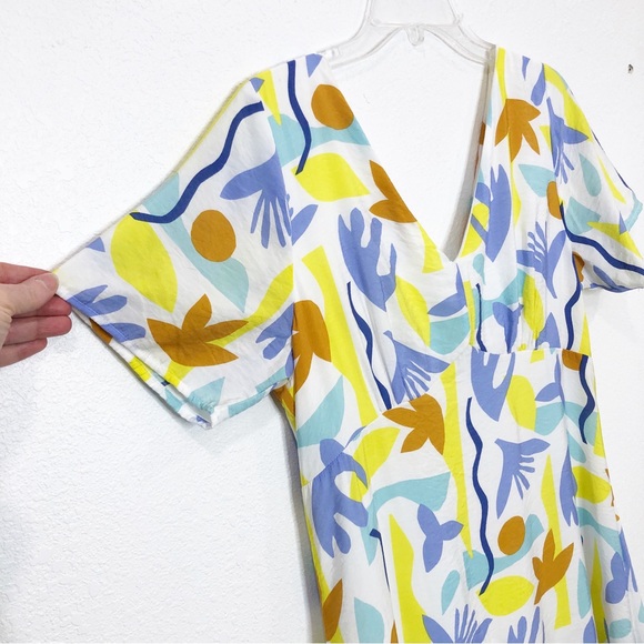 Molly Bracken Printed Maxi Dress V-Neck Ruffle White Size Medium Lili Sidonio - Picture 5 of 15